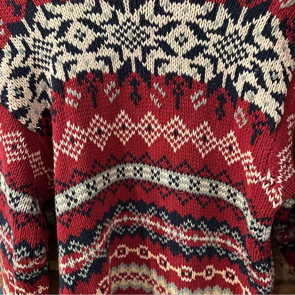 Eddie Bauer Vintage 90’s Red and Cream Patterned Crewneck Sweater - Picture 4 of 8